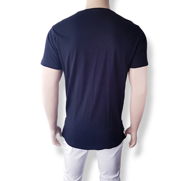 Topman Black Full Side Zipper Long Line T-Shirt - Picture 7 of 8
